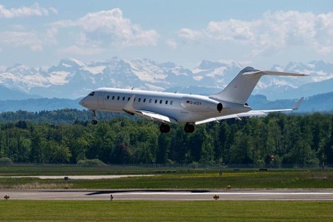 Aircraft FAI rent-a-jet, D-ACEV, Bombardier Global Express BD-700-1A10, Zurich Kloten, Switzerland