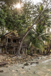 Picturesque beach with coconut palms and huts, Klong Prao Beach, Ko Chang, Koh Chang, Mu Ko Chang