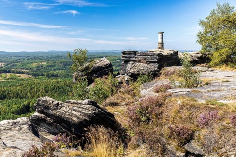Triangulation column on the Großer Zschirnstein, Reinhardtsdorf-Schöna, Saxon Switzerland, Saxony,