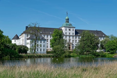 Gottorf Castle on the Museum Island Gottoprf Castle in Schleswig. Schleswig-Holstein, Germany
