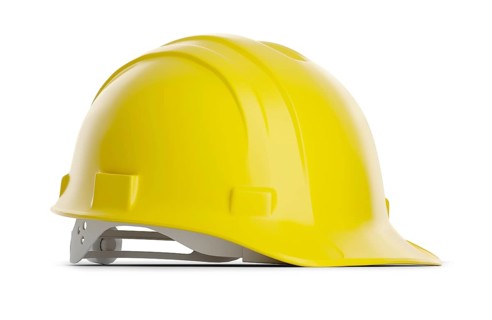 Yellow construction hard hat isolated on a white background