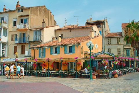 Typical Créperíe at the marina of Sanary-sur-Mer, commune on the Mediterranean coast, Côte d'Azur
