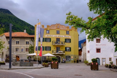Town square, Glorenza, Venosta Valley, South Tyrol, Italy