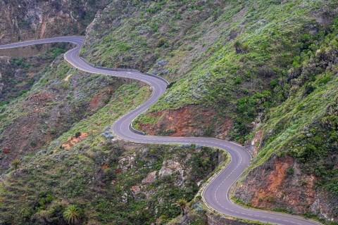 Typical road, winding, La Gomera, Canary Islands, Spain