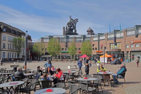 Street pub at Stummplatz and Altes HüttenAreal, former ironworks, ironworks, blast furnace,