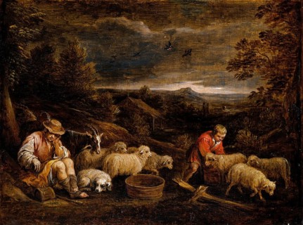 Shepherds and Sheep, painting by David Teniers (baptised 15 December 1610 in Antwerp, died 25 April