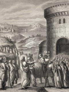 The raising of the son of the widow of Nain, New Testament, 1853, digitally restored
