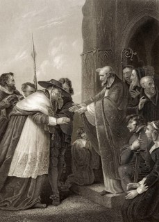 Kardinal Wolsey beim Betreten der Abtei von Leicester, Szene aus Heinrich VIII, Akt IV, Szene 2,