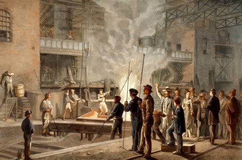 The Grusonwerk or Gruson factory at Magdeburg-Buckau, metalworking with liquid metal, part of the