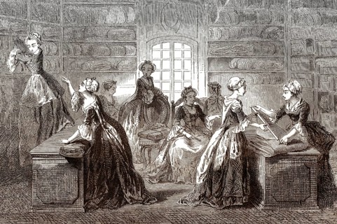 Frauen in einer französischen Boutique, 18. Jahrhundert