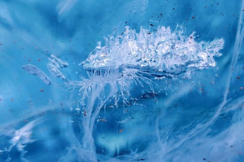 Structures in glacial ice, ice cave, glaciers, Vatnajökull, winter, Iceland, Scandinavia