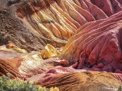 Colorful rock formation Tierra de Colores, Parque Patagonia Argentina, Park Patagonia Argentina,