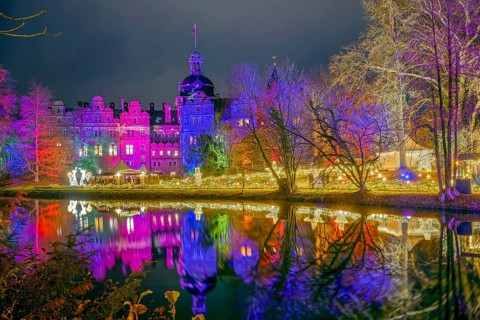 Christmas magic castle illuminated Bückeburg Germany