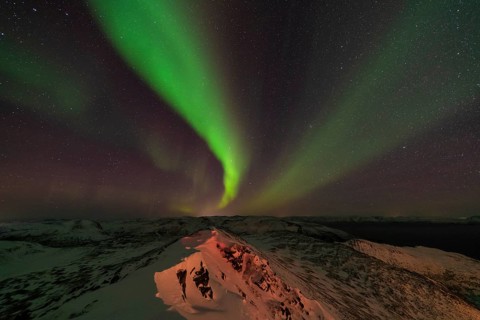 Northern Lights (Aurora borealis), Söröya, Finnmark, Norway, December 2018