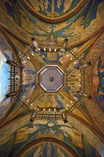 St. Maria and Clemens, view from the lower church through the opening to the ceiling of the upper