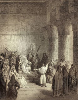 Joseph Interprets Pharaoh's Dream, woodcut by Gustave Doré, woodcut by Gustave Doré