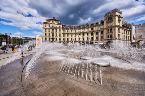 Fountain, general architecture, historic buildings, stachus roundel, neo-baroque style, architect