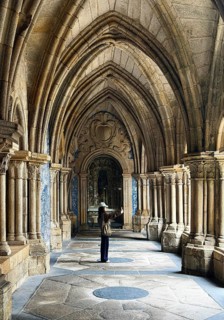 The Gothic cloister of Porto Cathedral was decorated with blue and white azulejos tiles, Sé do