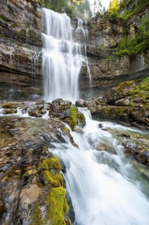 Cascata di Mezzo waterfall, long exposure, Vallesinella, Brenta, Trentino, Italy