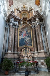 Church, Baroque Basilica of St. Mang, interior view, side altar, Füssen, Ostallgäu, Bavaria Germany