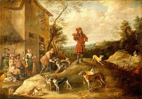 Resting Hunters, painting by David Teniers (baptised 15 December 1610 in Antwerp, died 25 April