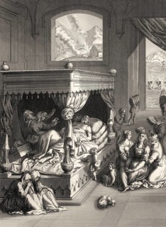 The death of Lazarus, New Testament, steel engraving 1853, digitally restored