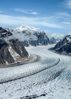 Ruth Glacier, glaciers and mountains of the Alaska Range, Alaska, USA