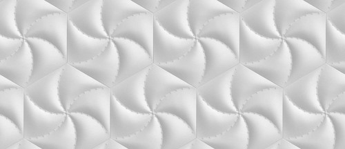 3D Wallpaper imitation brown soft panels hexagons upholstered in leather and decorative nails High