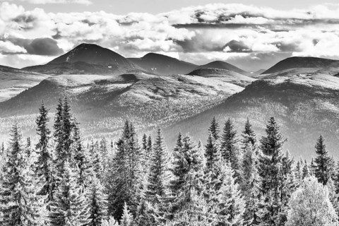 Cloudy sky over mountains, Alvdal Vestfjell, Hedmark, Innlandet, Norway, June 2025