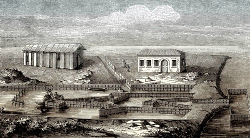 Fish basins of Comacchio, eel-fishing basins called lavorieri, Emilia-Romagna, Italy, 19th century