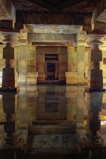 Underground temple, flooded with water in Hampi, Karnataka, India