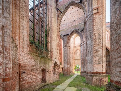 Ruin of Gothic monastery church, North German brick Gothic, brick architecture, Dargun,