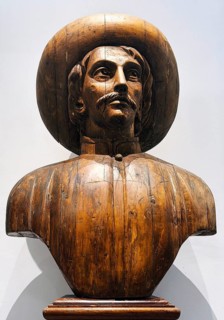 Wooden bust of Henry the Navigator in the Palácio da Bolsa, neoclassical style stock exchange,