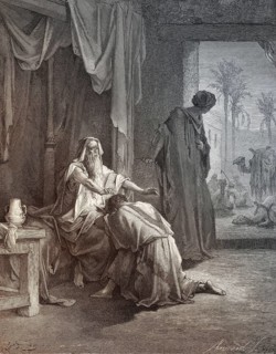 Isaac Blesses Jacob, woodcut by Gustave Doré