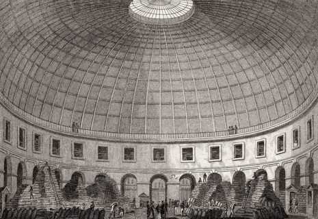 The Halle aux blés, Paris, antique steel engraved print, 1831
