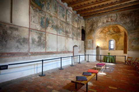Interior view, only surviving wall paintings by Hans Holbein, St. Peter's Church, Lindau, Bavaria,