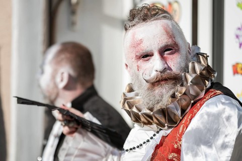 BOLKOW, POLAND - JULY 14, 2023: An unidentified participants of the Castle Party on the street in