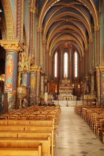Interior view of Saint-Dame-du-Bon-Remède Abbey in Saint-Michel-de-Frigolet Abbey, pomp, crafts,