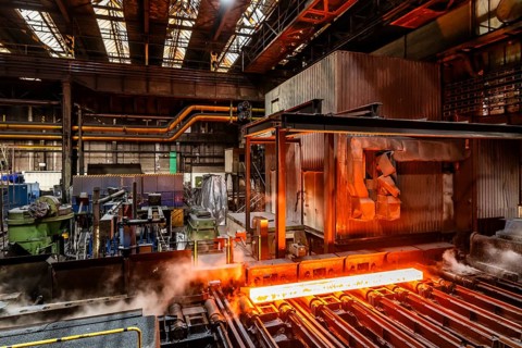 ThyssenKrupp hot rolling mill, transport of slab for reverse rolling, Hohenlimburg, Hagen, North