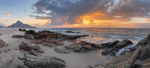 Sunrise on the beach, coast near Sadah, Oman