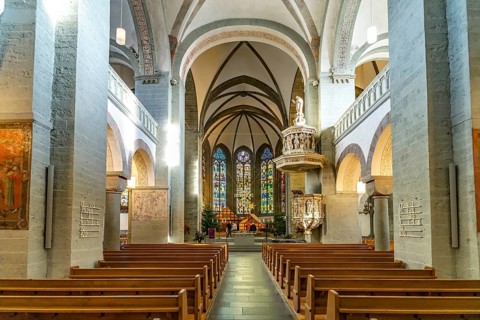 Interior of St. Peter's Church in Soest, North Rhine-Westphalia, Germany