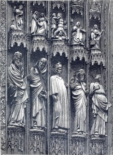 The prophets in the central portal of Strasbourg Cathedral, Strasbourg Cathedral, 1880, France,