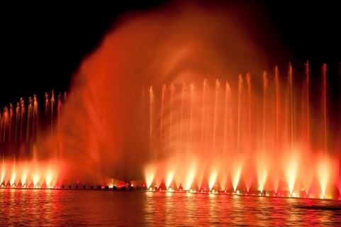 Multimedia fountain show in Wroclaw, Poland