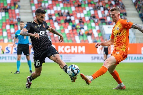 LUBIN, POLAND - MAY 20, 2024: Football match Polish PKO Ekstraklasa between KGHM Zaglebie Lubin vs