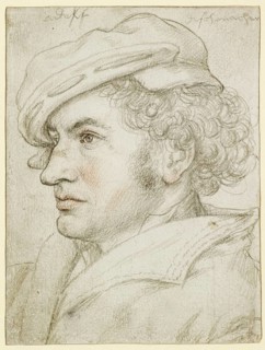 Portrait of Adolf Dischmacher (1512-15), detailed pencil and red chalk drawing of a man in profile