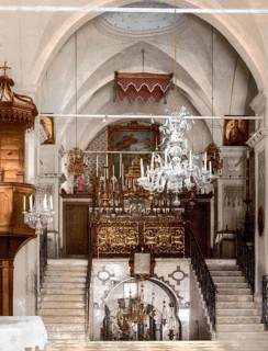 Interior of the church of the Annunciation of Nazareth, Holy Land, Israel, c. 1890, Historic,