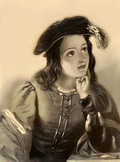 Kaled, female figure from the poem Lara by George Gordon Noel Byron, digital edited