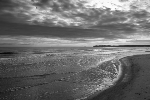 Atmospheric atmosphere on the Baltic Sea coast, dark clouds in the sky, Binz, Rügen, island, Baltic