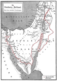 Map of the Arabian Peninsula, 19th century, journey of Moses to the Promised Land