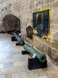 Exhibits two historical old cannon cannons in in the Middle Ages 16th century by Republic of Venice